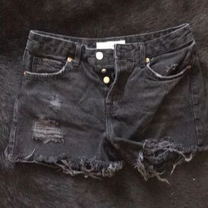 TopShop Ashley Denim Cutoff Shorts in black